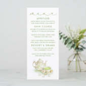 Thema groene geruite theekaartjes menu (Staand voorkant)