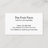 Thema groenten en fruit visitekaartje (Achterkant)