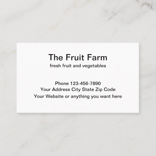 Thema groenten en fruit visitekaartje (Achterkant)