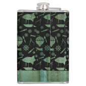 Thema grote steampunk Verdigris Airship Aangepast Heupfles (Achterkant)