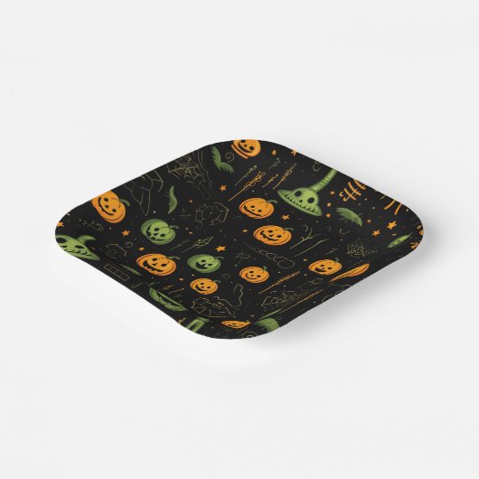 Thema Halloween Papieren Bordje (Gebogen)