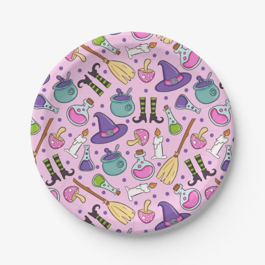 Thema Halloween Witches Papieren Bordje (Voorkant)