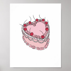 Thema hartcake in vintage stijl poster