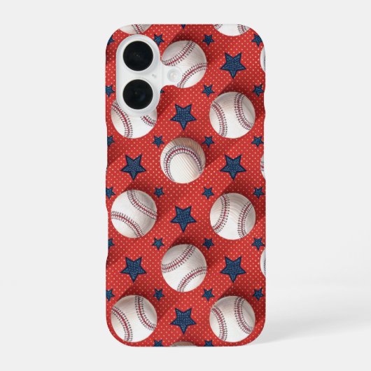 Thema honkbal iPhone 16 hoesje (Achterkant)