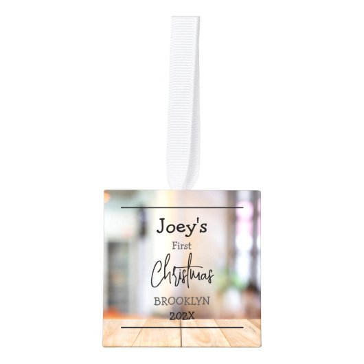 thema hout baby eerste Kerstmis drie Foto Decoratie (Voorkant)