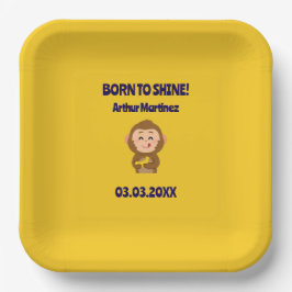Thema jongens babyshower met aapjes papieren bordje