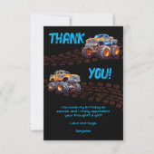 Thema jongens monstertruck klapfeest bedankkaart (Voorkant)