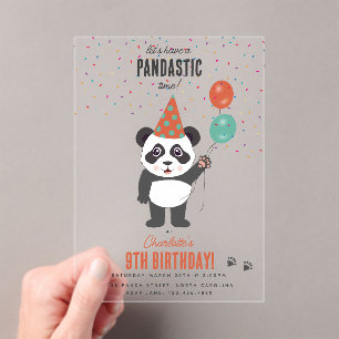 Thema Knuffel Panda Kawaii Kinderverjaardagsfeestj Acryl Uitnodigingen