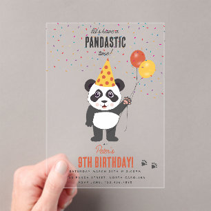 Thema Knuffel Panda Kawaii Kinderverjaardagsfeestj Acryl Uitnodigingen