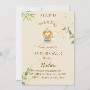Thema koffie baby shower uitnodiging
