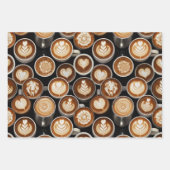 Thema koffie inpakpapier plat vel set van 3 (Voorkant)