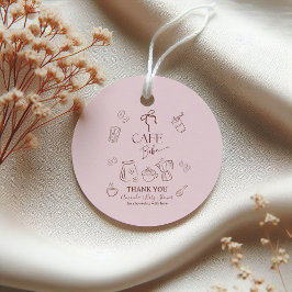 Thema koffie Roze strik Cafe Bebe Girl Baby Shower Bedankjes Labels