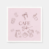 Thema Koffie Roze Strik Cafe Bebe Meisje Baby Show Servet (Voorkant)