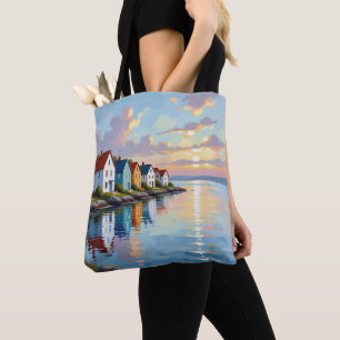 Thema kust Strandhuis aan de baai Tote Bag