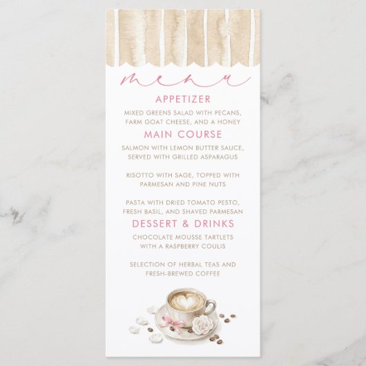Thema Latte Koffie Baby Shower Menu Kaarten (Voorkant)
