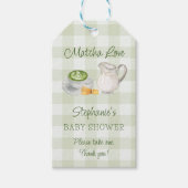 Thema Matcha Groene Gingham Geruite Baby Shower Cadeaulabel (Voorkant)