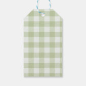 Thema Matcha groene Gingham geruite baby shower Cadeaulabel (Achterkant)