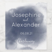 Thema met blauwe waterverf wijn etiket (Enkel label)