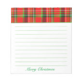 Thema met rode en groene tartanpatroonfeestjes notitieblok (Voorkant)
