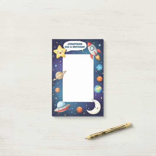 Thema Mitzwa in de ruimte gepersonaliseerd Post-it® Notes (Op bureau)