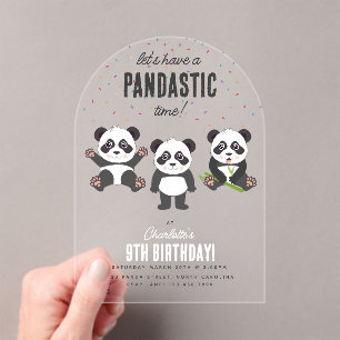 Thema Mooie Panda Beer Kawaii Kinderverjaardagsfee Acryl Uitnodigingen