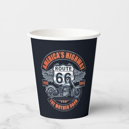 Thema: Motorfiets en Route 66 Papieren Bekers (Voorkant)