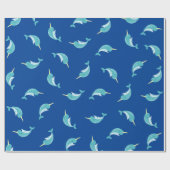 Thema Narwhals Ocean Cute 1st Birthday Cadeaupapier (Vlak)