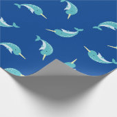 Thema Narwhals Ocean Cute 1st Birthday Cadeaupapier (Hoek)
