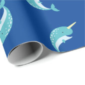 Thema Narwhals Ocean Cute 1st Birthday Cadeaupapier (Rol Hoek)