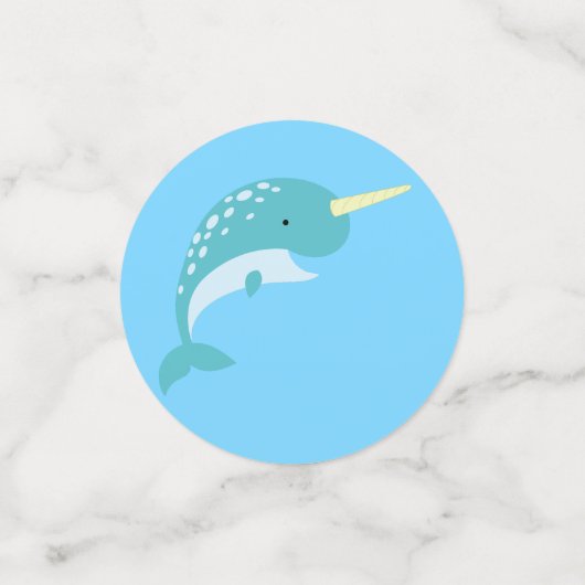 Thema Narwhals Ocean Cute 1st Birthday Confetti (Kleine voorkant)