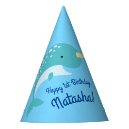 Thema Narwhals Ocean Cute 1st Birthday Feesthoedjes