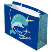 Thema Narwhals Ocean Cute 1st Birthday Groot Cadeauzakje (Achterkant Gekanteld)