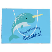Thema Narwhals Ocean Cute 1st Birthday Groot Cadeauzakje (Achterkant)