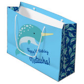 Thema Narwhals Ocean Cute 1st Birthday Groot Cadeauzakje (Voorkant Gekanteld)