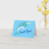 Thema Narwhals Ocean Cute 1st Birthday Kaart (Gele Bloem)