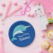 Thema Narwhals Ocean Cute 1st Birthday Papieren Bordje (Feest)