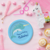 Thema Narwhals Ocean Cute 1st Birthday Papieren Bordje (Feest)