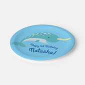 Thema Narwhals Ocean Cute 1st Birthday Papieren Bordje (Gekanteld)