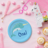 Thema Narwhals Ocean Cute 1st Birthday Papieren Bordje (Feest)