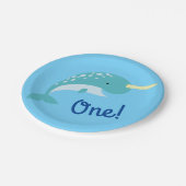 Thema Narwhals Ocean Cute 1st Birthday Papieren Bordje (Gekanteld)
