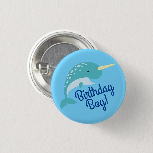Thema Narwhals Ocean Cute 1st Birthday Ronde Button 3,2 Cm (Voorkant /achterkant)