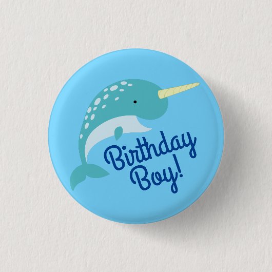 Thema Narwhals Ocean Cute 1st Birthday Ronde Button 3,2 Cm (Voorkant)