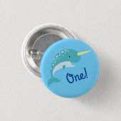 Thema Narwhals Ocean Cute 1st Birthday Ronde Button 3,2 Cm (Voorkant /achterkant)