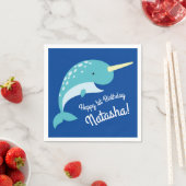 Thema Narwhals Ocean Cute 1st Birthday Servet (Insitu)