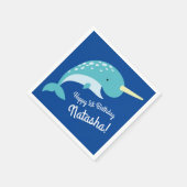 Thema Narwhals Ocean Cute 1st Birthday Servet (Hoek)