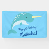 Thema Narwhals Ocean Cute 1st Birthday Spandoek (Horizontaal)
