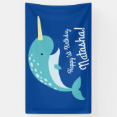 Thema Narwhals Ocean Cute 1st Birthday Spandoek (Verticaal)