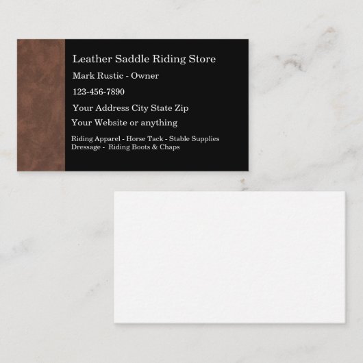 Thema paardenzadelleer visitekaartje (Voorkant / Achterkant)