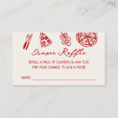 Thema pizza baby shower luierloterij informatiekaartje (Voorkant)