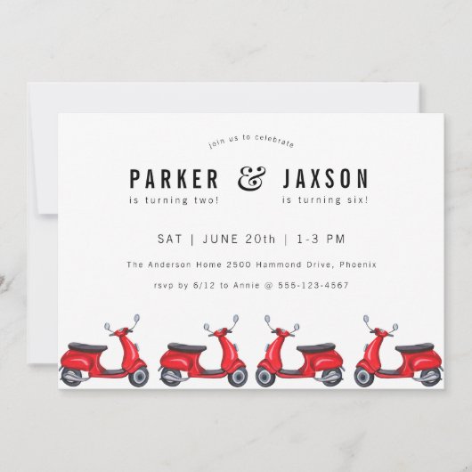 Thema 'Red Moped Scooter' Kaart (Voorkant)